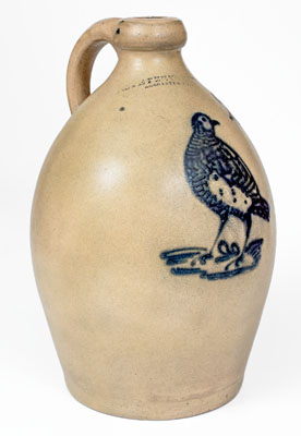 Extremely Rare F. STETZENMEYER & Co. / ROCHESTER, N.Y. Stoneware Jug w/ Cobalt Game Bird