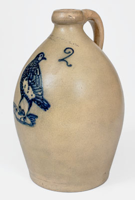 Extremely Rare F. STETZENMEYER & Co. / ROCHESTER, N.Y. Stoneware Jug w/ Cobalt Game Bird