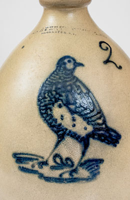 Extremely Rare F. STETZENMEYER & Co. / ROCHESTER, N.Y. Stoneware Jug w/ Cobalt Game Bird
