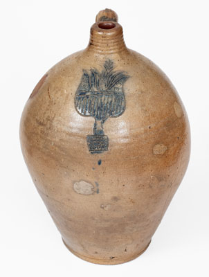 Two-Gallon Hartford, CT Stoneware Jug w/ Incised Floral Decoration