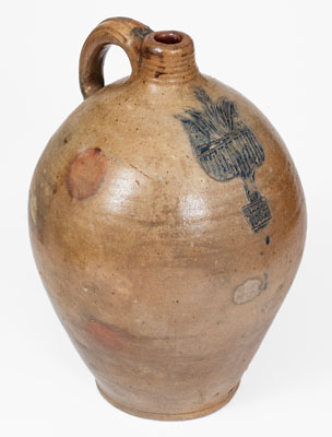 Two-Gallon Hartford, CT Stoneware Jug w/ Incised Floral Decoration