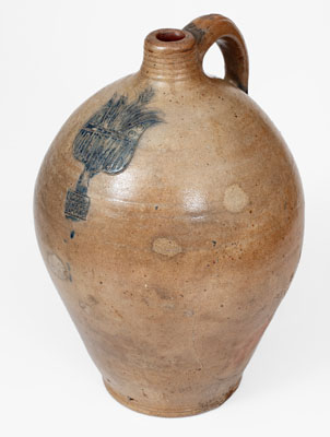 Two-Gallon Hartford, CT Stoneware Jug w/ Incised Floral Decoration