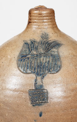 Two-Gallon Hartford, CT Stoneware Jug w/ Incised Floral Decoration