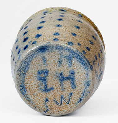 Rare Diminutive Ohio Stoneware Jar w/ Profuse Cobalt Spot Decoration