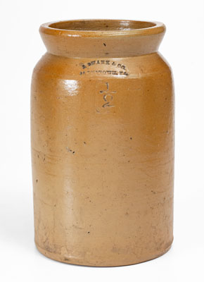 Half-Gallon J. SWANK & CO. / JOHNSTOWN, PA Salt-Glazed Stoneware Jar