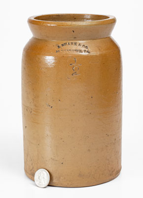 Half-Gallon J. SWANK & CO. / JOHNSTOWN, PA Salt-Glazed Stoneware Jar