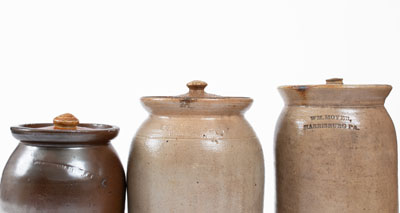 Three Central Pennsylvania Stoneware Canning Jars