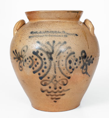 Extremely Rare G.S. ANDREWS / BROOKLYN, NY Ovoid Stoneware Jar w/ Elaborate Decoration
