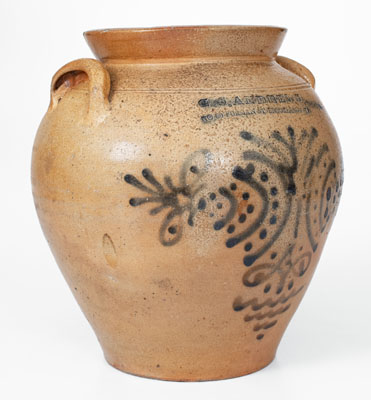 Extremely Rare G.S. ANDREWS / BROOKLYN, NY Ovoid Stoneware Jar w/ Elaborate Decoration