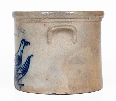 N. A. WHITE & SON / UTICA, NY Stoneware Paddletail Bird Crock