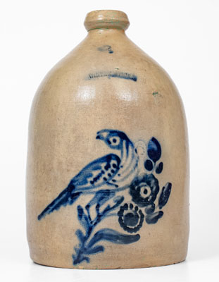 WHITES UTICA Stoneware Jug with Bold Bird and Floral Decoration