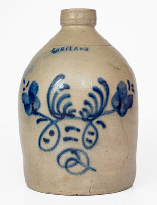 CORTLAND, New York Stoneware Jug w/ Floral Decoration