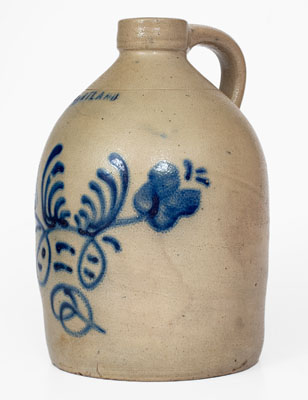 CORTLAND, New York Stoneware Jug w/ Floral Decoration