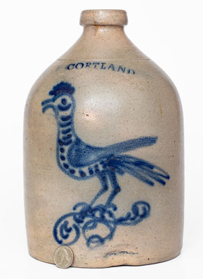 Scarce CORTLAND, New York Stoneware Jug w/
