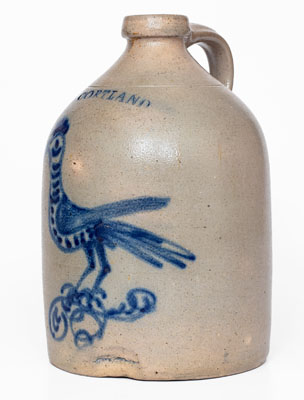 Scarce CORTLAND, New York Stoneware Jug w/ 
