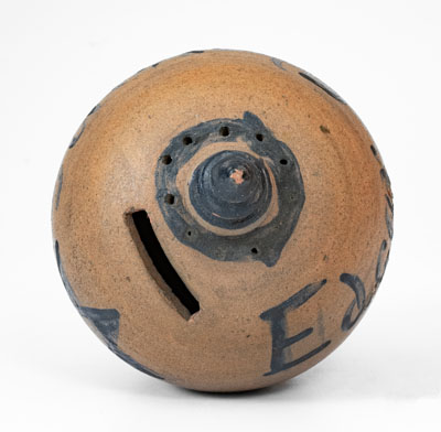 Rare Stoneware Presentation Bank w/ Cobalt Star Decoration, probably Pennsylvania