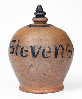 Rare Stoneware Presentation Bank w/ Cobalt Star Decoration, probably Pennsylvania