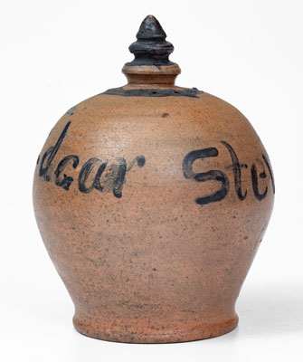 Rare Stoneware Presentation Bank w/ Cobalt Star Decoration, probably Pennsylvania