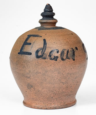 Rare Stoneware Presentation Bank w/ Cobalt Star Decoration, probably Pennsylvania