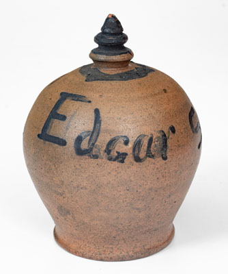 Rare Stoneware Presentation Bank w/ Cobalt Star Decoration, probably Pennsylvania