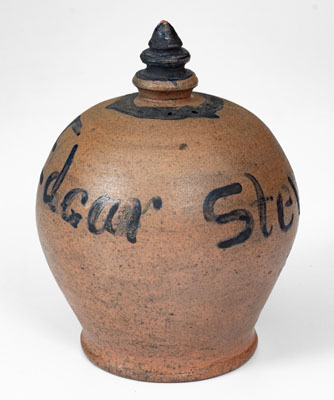 Rare Stoneware Presentation Bank w/ Cobalt Star Decoration, probably Pennsylvania