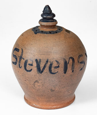 Rare Stoneware Presentation Bank w/ Cobalt Star Decoration, probably Pennsylvania