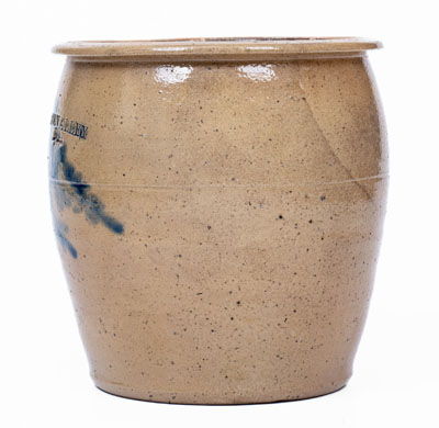 Rare SUGAR VALLEY, Pennsylvania, Stoneware Cream Jar w/ Floral Decoration