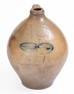 Very Rare Bennington, VT Stoneware Jug w/ Profuse L. NORTON & SON Maker's Marks