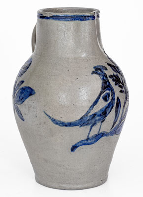 Very Rare and Important Henry Remmey, Baltimore Stoneware Pitcher w/ Elaborate Incised Bird and Floral Designs