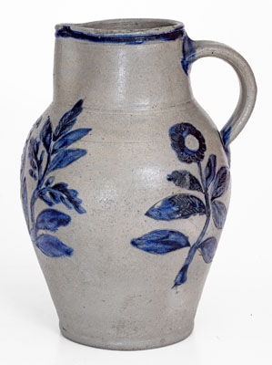 Very Rare and Important Henry Remmey, Baltimore Stoneware Pitcher w/ Elaborate Incised Bird and Floral Designs