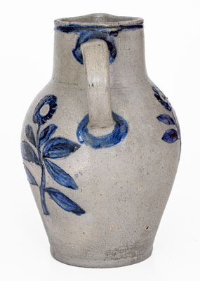 Very Rare and Important Henry Remmey, Baltimore Stoneware Pitcher w/ Elaborate Incised Bird and Floral Designs