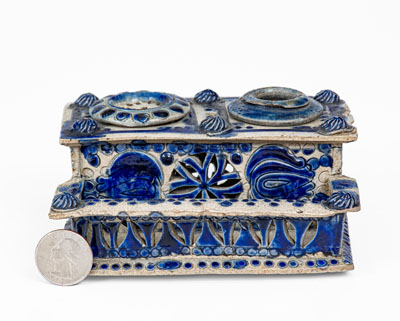 Elaborate German Stoneware Inkstand, 18th or 19th century