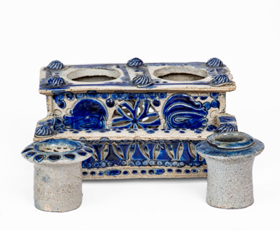 Elaborate German Stoneware Inkstand, 18th or 19th century