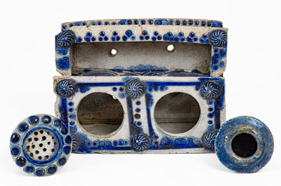 Elaborate German Stoneware Inkstand, 18th or 19th century