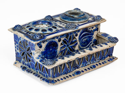 Elaborate German Stoneware Inkstand, 18th or 19th century