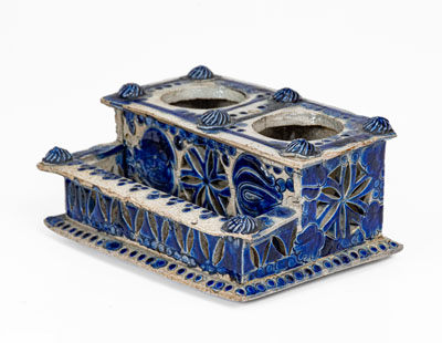 Elaborate German Stoneware Inkstand, 18th or 19th century