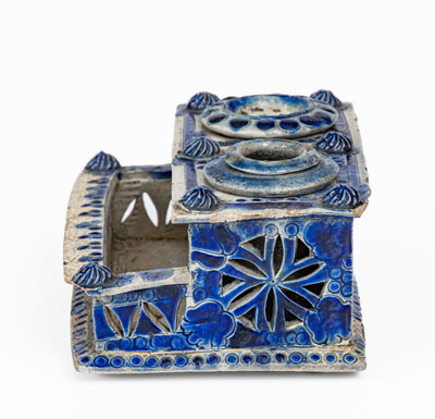 Elaborate German Stoneware Inkstand, 18th or 19th century