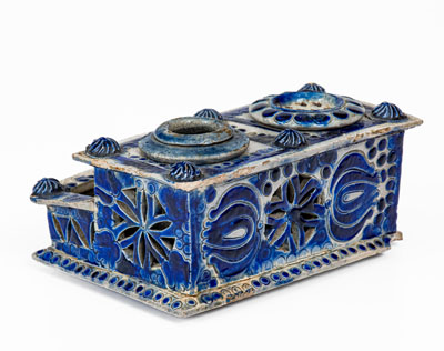 Elaborate German Stoneware Inkstand, 18th or 19th century