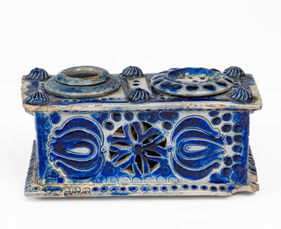 Elaborate German Stoneware Inkstand, 18th or 19th century