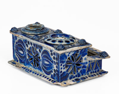 Elaborate German Stoneware Inkstand, 18th or 19th century