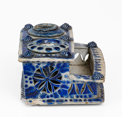 Elaborate German Stoneware Inkstand, 18th or 19th century