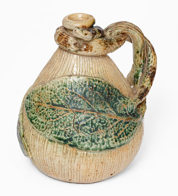 Very Rare Temperance / Snake Jug, Jacob Bachley, Anna or Texarkana Pottery, c1880