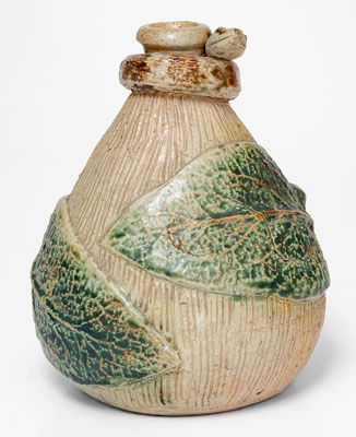 Very Rare Temperance / Snake Jug, Jacob Bachley, Anna or Texarkana Pottery, c1880