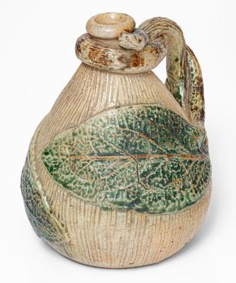 Very Rare Temperance / Snake Jug, Jacob Bachley, Anna or Texarkana Pottery, c1880
