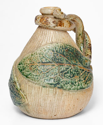 Very Rare Temperance / Snake Jug, Jacob Bachley, Anna or Texarkana Pottery, c1880