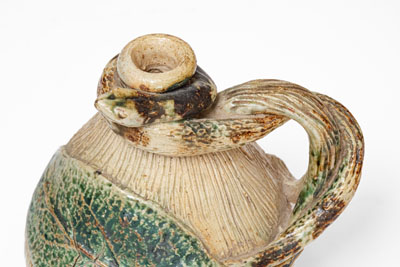 Very Rare Temperance / Snake Jug, Jacob Bachley, Anna or Texarkana Pottery, c1880