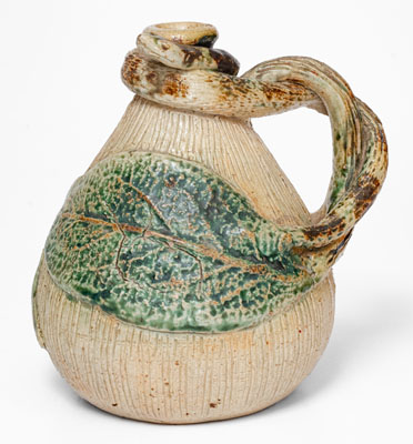 Very Rare Temperance / Snake Jug, Jacob Bachley, Anna or Texarkana Pottery, c1880