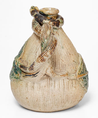 Very Rare Temperance / Snake Jug, Jacob Bachley, Anna or Texarkana Pottery, c1880
