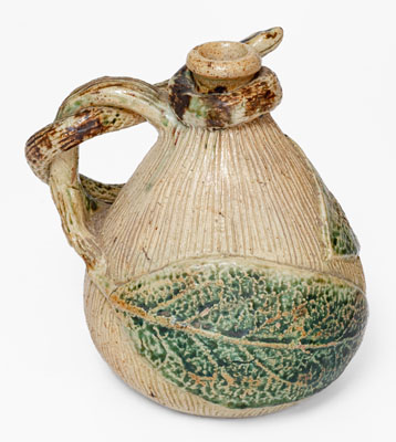 Very Rare Temperance / Snake Jug, Jacob Bachley, Anna or Texarkana Pottery, c1880
