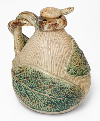 Very Rare Temperance / Snake Jug, Jacob Bachley, Anna or Texarkana Pottery, c1880